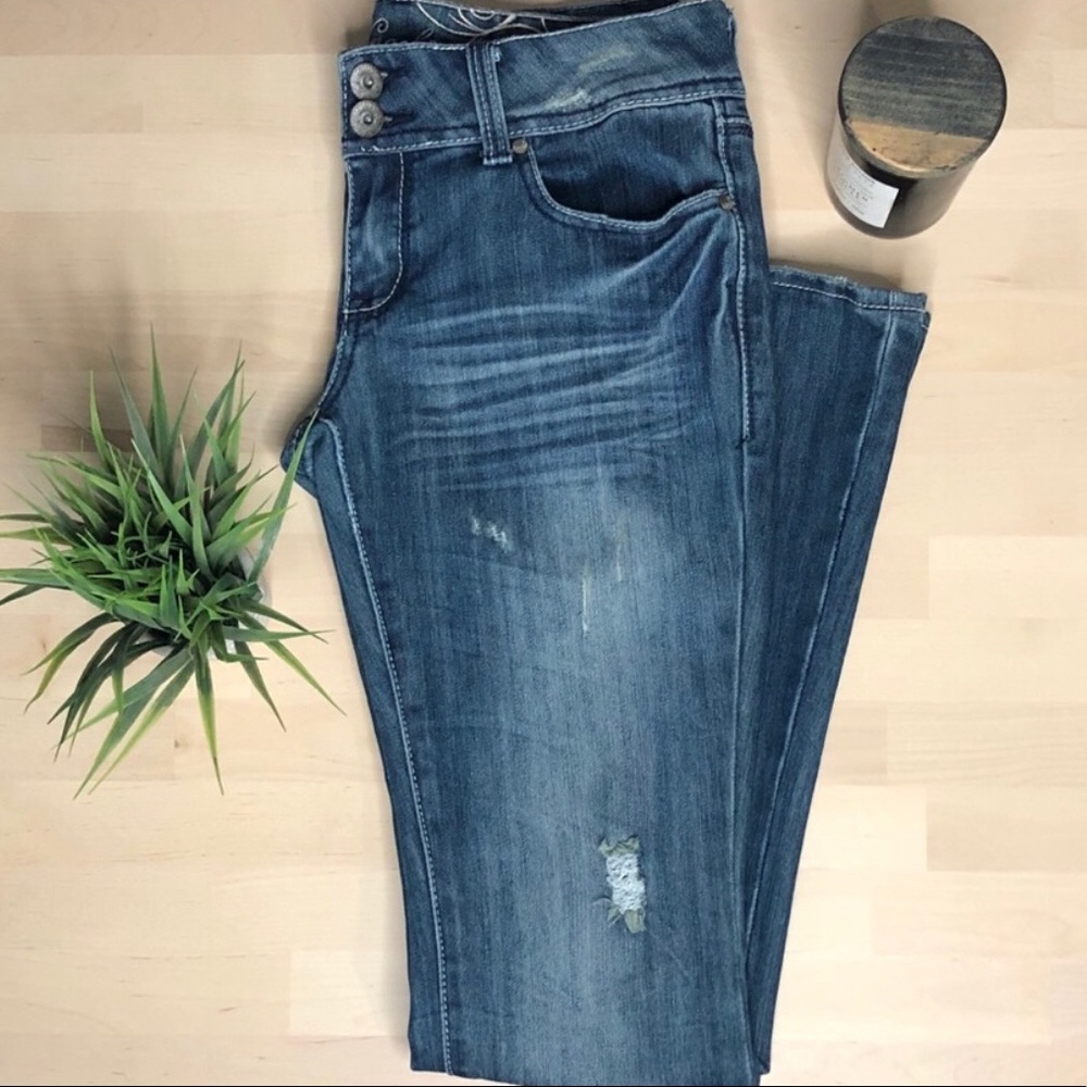 Y2K Refuge Knockout Distressed Skinny Boot Jeans